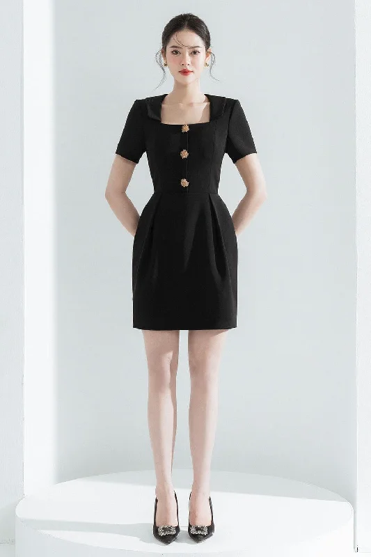 Mini dresses with patchwork designs for a unique style Harper Sheath Square Neck Polycotton Mini Dress Mini dresses with patchwork designs for a unique style Harper Sheath Square Neck Polycotton Mini Dress