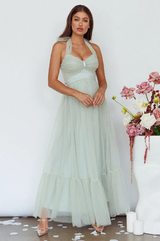 Sleeveless Women Dress in Bright Colors for Summer PartiesAlegria Tulle Maxi Dress Pistachio Sleeveless Women Dress in Bright Colors for Summer PartiesAlegria Tulle Maxi Dress Pistachio