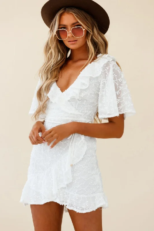 Backless Women Dress for a Sexy and Alluring Look at Evening EventsBryana Angel Sleeve Ruffle Embellished Overlay Dress White Backless Women Dress for a Sexy and Alluring Look at Evening EventsBryana Angel Sleeve Ruffle Embellished Overlay Dress White