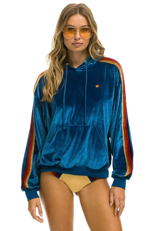 Women's tie - dye hoodie in bright colors for a retro and eye - catching styleCLASSIC VELVET RELAXED PULLOVER HOODIE - VINTAGE BLUE Women's tie - dye hoodie in bright colors for a retro and eye - catching styleCLASSIC VELVET RELAXED PULLOVER HOODIE - VINTAGE BLUE