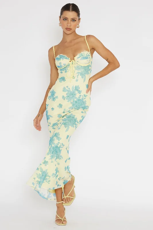 Strapless Women Dress with a Built - in Bra for Comfort and SupportFortune Lace Trim Mesh Midi Dress Yellow Strapless Women Dress with a Built - in Bra for Comfort and SupportFortune Lace Trim Mesh Midi Dress Yellow