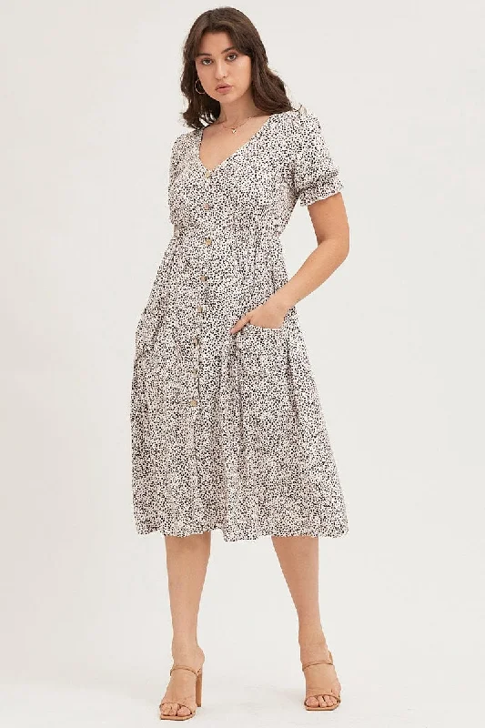 Sheath Women Dress with a Tailored Fit for a Professional LookPrint Midi Dress