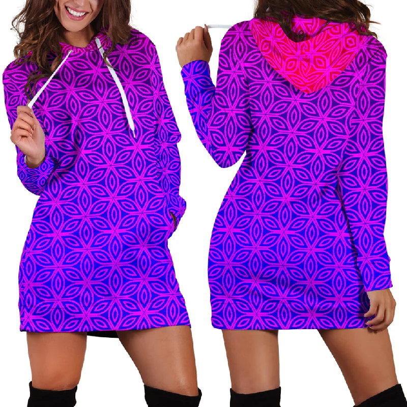 Women's hoodie with a kangaroo pocket and a pom - pom drawstring for added charmSacral Bloom Women's Hoodie Dress Women's hoodie with a kangaroo pocket and a pom - pom drawstring for added charmSacral Bloom Women's Hoodie Dress