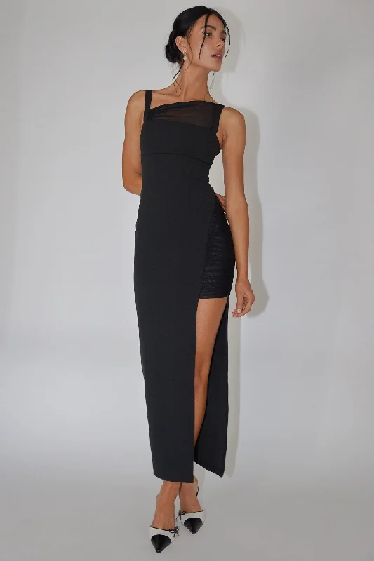Mini Women Dress with a Short Hem for a Young and Trendy StyleZenya Split Ruched Midi Dress Black Mini Women Dress with a Short Hem for a Young and Trendy StyleZenya Split Ruched Midi Dress Black