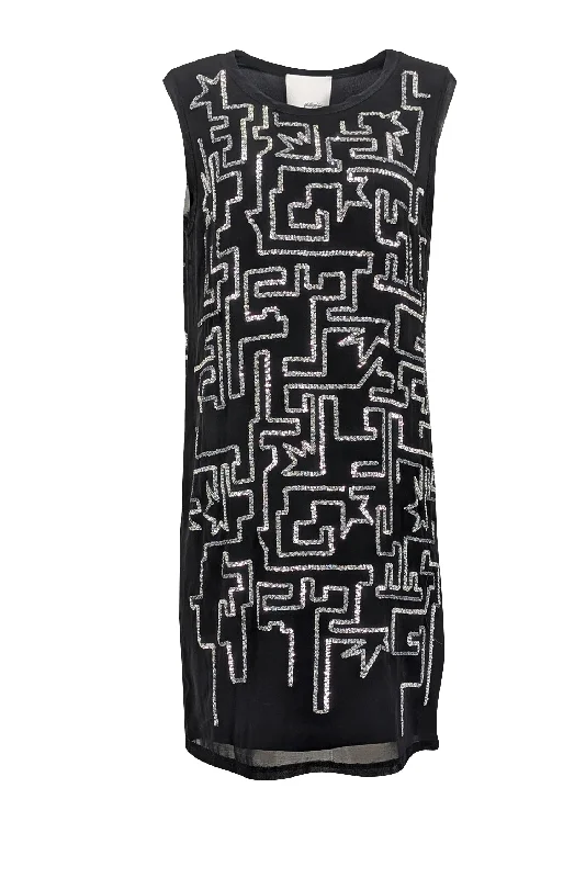 Sheath Women Dress with a Tailored Fit for a Professional Look Sheath Women Dress with a Tailored Fit for a Professional Look 3.1 Phillip Lim - Black Sleeveless w/ Geometric Silver Sequin Design Dress Sz 4