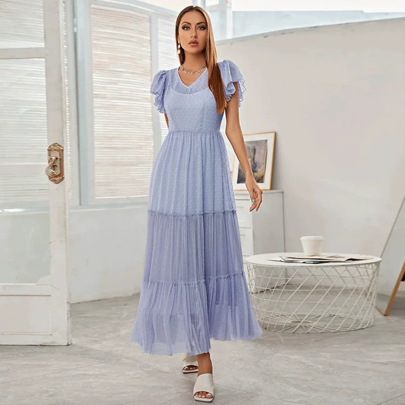 Sheath Women Dress with a Tailored Fit for a Professional Look Sheath Women Dress with a Tailored Fit for a Professional Look NiDELL ZG-21647 European and American Women's Clothing . Summer New Fresh Elegant Jacquard Mesh Dress with Inner Wear