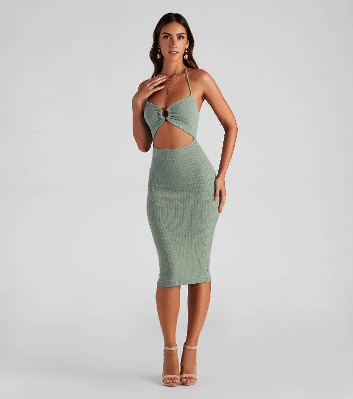 Midi dresses with sheer panels for a touch of allureBeach Beauty Halter O-Ring Dress Midi dresses with sheer panels for a touch of allureBeach Beauty Halter O-Ring Dress