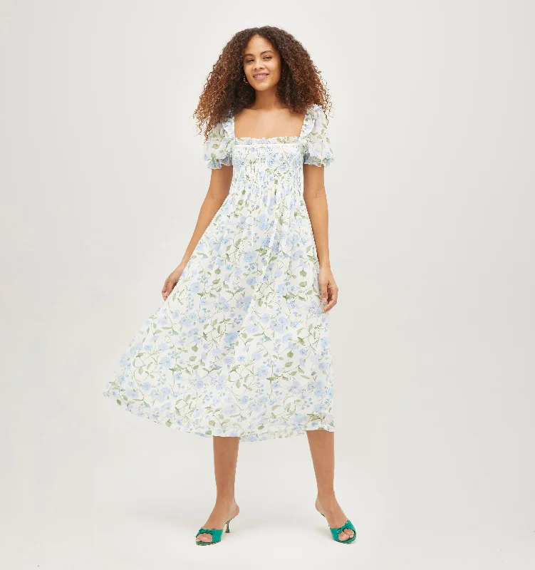 Midi dresses with patchwork patterns for a one - of - a - kind styleThe Scarlett Nap Dress - Blue Peony Bouquet Midi dresses with patchwork patterns for a one - of - a - kind styleThe Scarlett Nap Dress - Blue Peony Bouquet