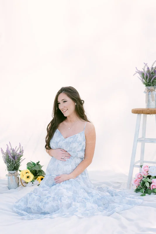 Maxi dresses with ribbed textures for a unique and tactile lookWhite & Blue Floral Tiered Maxi Dress Maxi dresses with ribbed textures for a unique and tactile lookWhite & Blue Floral Tiered Maxi Dress