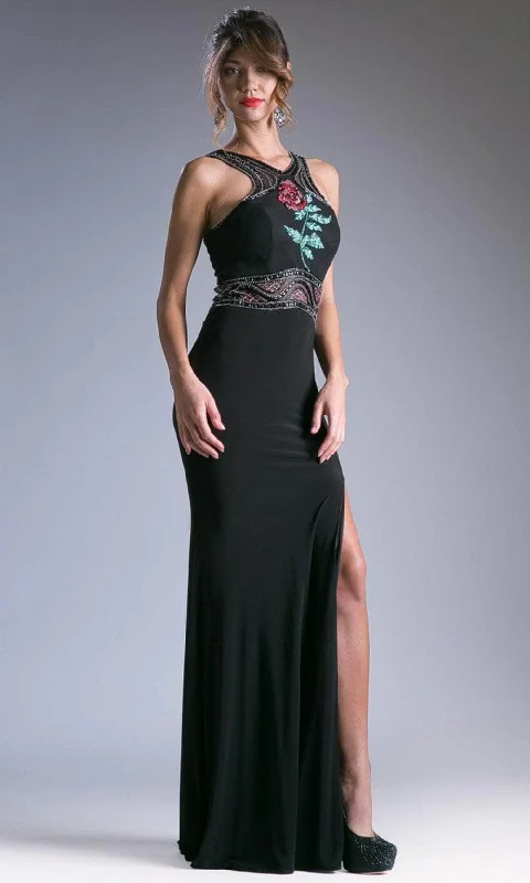 Mermaid - cut formal dresses in satin for a glamorous prom nightLadivine 71041-1 - Rose Detail High Slit Trumpet Gown Mermaid - cut formal dresses in satin for a glamorous prom nightLadivine 71041-1 - Rose Detail High Slit Trumpet Gown
